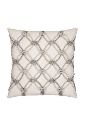 Elaine Smith Rope Hand Knotted Macrame Indoor & Outdoor Woven Accent Pillow, 20x20 in Grigio at Nordstrom