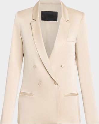 Sally Lapointe Satin Double-Breasted Jacket