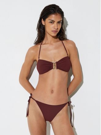 Reiss Rhubarb Red Floral-print Halter Bandeau Bikini Top, 10
