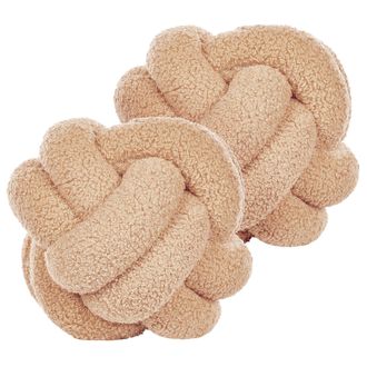 Beliani Conjunto De 2 Cojines De Boucl&eacute; Beige Claro 19 X 19 Cm Accesorio Malni