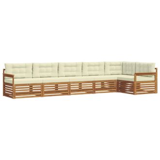 vidaXL Conjunto De Sof&aacute;s De Exterior Con Coj&iacute;n 6 Pcs Natural Y Crema Vidaxl