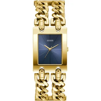Guess Mod Heavy Metal Indigo Dial Bracelet Watch, 28mm x 36mm in Blue at Nordstrom
