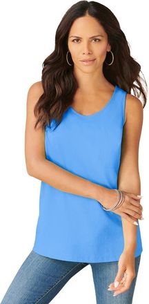 Roaman's Plus Size Cotton Scoopneck Tank Top in Horizon Blue at Nordstrom, Size 5X