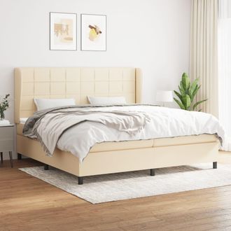 vidaXL Vidaxl - Cama Box Spring Con Colch&oacute;n Tela Color Crema 200x200 Cm