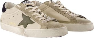 Golden Goose Mens Super Star Sneakers - Golden Goose Deluxe Brand Leather Beige Calfskin Shoes