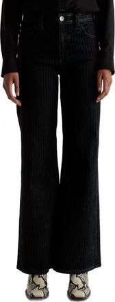 AG - Adriano Goldschmied Saige Mid Rise Wide Leg Flocked Stripe Jean In Dress It Up