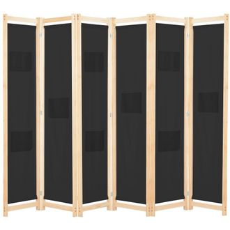 Berkfield Home 6-Panel Room Divider Black 240x170x4 cm Fabric | Size: 240 x 170 x 4 cm