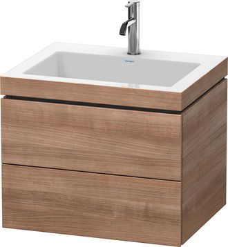 Duravit Lavabo Para Muebles Duravit L-cube C-bonded Con Base, Colgante, 60x48 Cm, 2 Cajones, Sin Rebosadero, 1 Agujero Para Grifo, Color: Cerezo Del Tesino - 