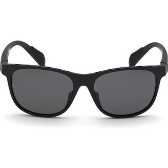 adidas 55mm Round Sunglasses in Matte Black /Smoke Polarized at Nordstrom