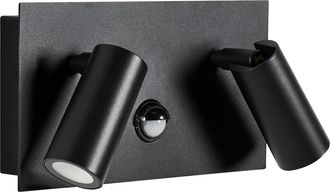 Beliani L&aacute;mpara Led De Pared Exterior Estilo Moderno Con 2 Focos Sensor De Movimiento De Aluminio Negro Cassley