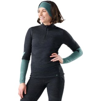 Smartwool Womens Intraknit Thermal Merino Colorblock Quarter-Zip Base Layer Top Gray XS