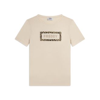 Freddy T-shirt Manica Corta con Grafica Animalier e Logo FREDDY