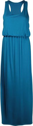 Purple Hanger Womens New Elasticated Gathered Waist Toga Racer Back Dresses Ladies Plain Sleeveless Long Vest Maxi Dress Turquoise Size 24 - 26