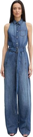 Pinko Tuta in denim con cintura - - Jumpsuits & Playsuits - Donna - Blu - L