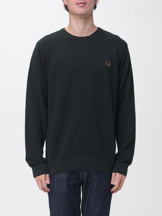 Fred Perry Crew Neck Cotton Jumper with Tone-on-Tone Embroidered Logo