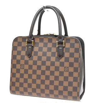 Louis Vuitton Triana Bag Damier Brown Leather Handbag (Pre-Owned)