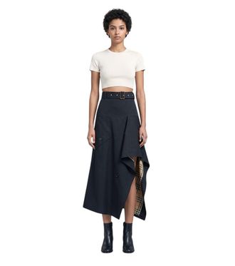 Burberry Black Solid Midi Skirt
