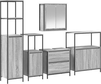 vidaXL Juego De Muebles De Ba&ntilde;o 5 Pcs Gris 76.5 X 35 X 95 Cm Vidaxl