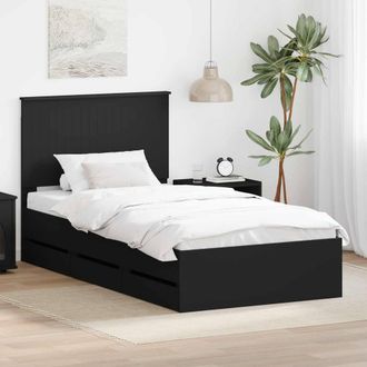 Berkfield Home Bed Frame with Drawer Black 100 x 200 cm Engineer Wood