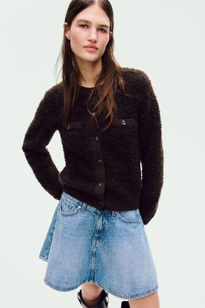 H&M Boucl&eacute;-knit Cardigan in Dark Brown at Nordstrom, Size Xx-Large