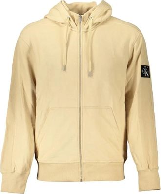 Calvin Klein Beige Hoodie met Rits - Heren - Vesten met rits - Beige - S - Katoen - Hoodies & sweatvesten