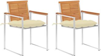 vidaXL Sillas De Jard&iacute;n Con Cojines 2 Uds Madera Maciza Acacia Y Acero Vidaxl