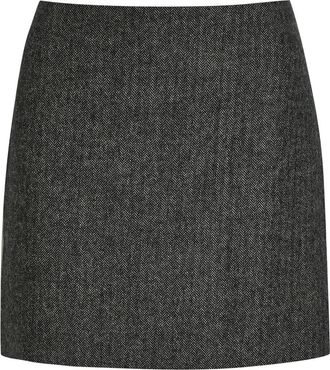 Blaz&eacute; Milano Coci Herringbone Wool-blend Mini Skirt - Black - 00 (UK4 / Xxs)