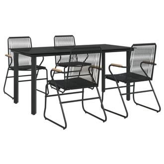 Berkfield Home Beautiful 5 Piece Garden Dining Set Black PVC Rattan