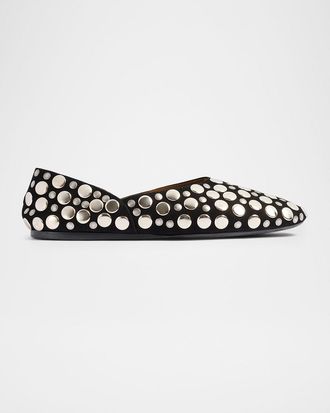 Khaite Jane Studded Leather Ballerina Flats