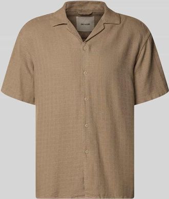 Only & Sons Regular Fit Freizeithemd aus Viskose-Leinen-Mix Modell LATHAM in Taupe, Gr&ouml;&szlig;e XXL