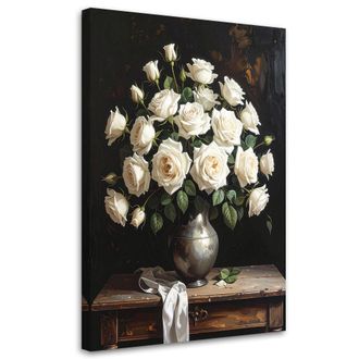 Feeby Impresi&oacute;n De Imagen, Rosas Blancas En Un Jarr&oacute;n, 80x120