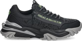 Versace Jeans Couture textured logo-detailed sneakers - Black