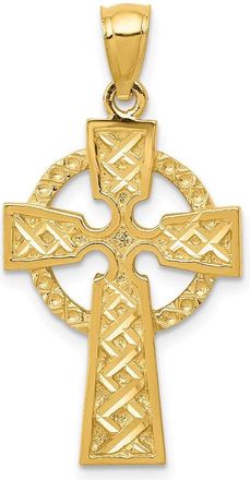 Diamond2Deal 14k Yellow Gold Diamond-cut Celtic Cross Pendant