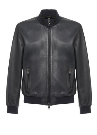 The Jack Leathers High Neck Black Leather Jacket with Zip Fastening