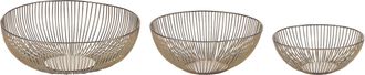 Beliani Beliani - Conjunto De 3 Cuencos De Metal Dorado Dise&ntilde;o Calado Accesorio Decorativo Garut