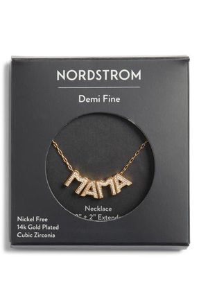 Nordstrom Mama Initial Pendant Necklace in Clear- Gold at Nordstrom