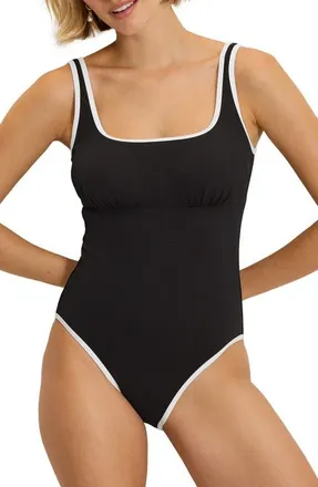 Tommy Bahama Island Cays Cabana Tank One Piece Swimsuit in Black at Nordstrom, Size 16