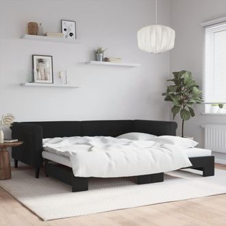 vidaXL Sof&aacute; Cama Nido Terciopelo Negro 100x200 Cm Vidaxl