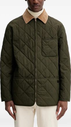 Bally Gewatteerd jack met ribfluwelen kraag - Groen