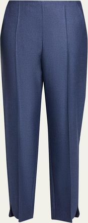 Giorgio Armani Silk Straight-Leg Ankle Slit Trousers
