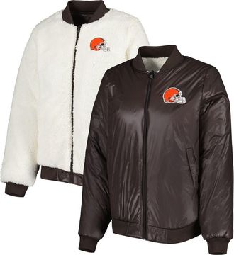 G-III 4Her by Carl Banks Womens G-III 4Her by Carl Banks Oatmeal/Brown Cleveland Browns Switchback Reversible Full-Zip Jacket at Nordstrom, Size Xx-Large