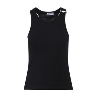 Jean Paul Gaultier Sleeveless Tops, female, Black, Size: XS Black Topwear for Women Aw25