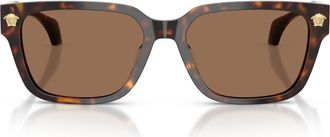 Versace 56mm Rectangular Sunglasses in Havana /Dark Brown at Nordstrom