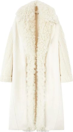Ermanno Scervino cable-knit shearling coat - White