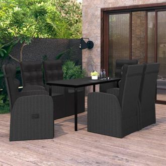 vidaXL Juego De Comedor De Jard&iacute;n 7 Piezas Con Cojines Negro Vidaxl
