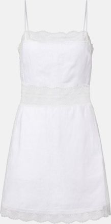 Staud Amalina lace-trimmed linen minidress