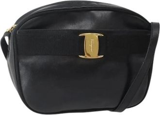 Ferragamo Pre-owned Cross Body Bags, female, Black, Size: ONE SIZE Pre-owned Leather shoulder-bags