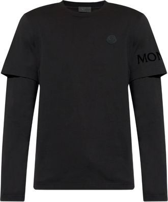 Moncler double-sleeve logo-patch T-shirt - men - Cotton - M - Black