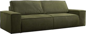 Vente-Unique Sof&aacute; cama de 4 plazas de pana - Verde caqui - AMELIA