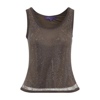 Ralph Lauren Melony Embellished Mesh Tank Top - female - Ralph Lauren - Sleeveless Tops - Brown - XS - Tops